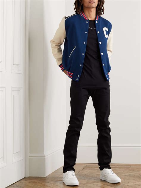 celine varsity jacket blue|celine leather jacket men's.